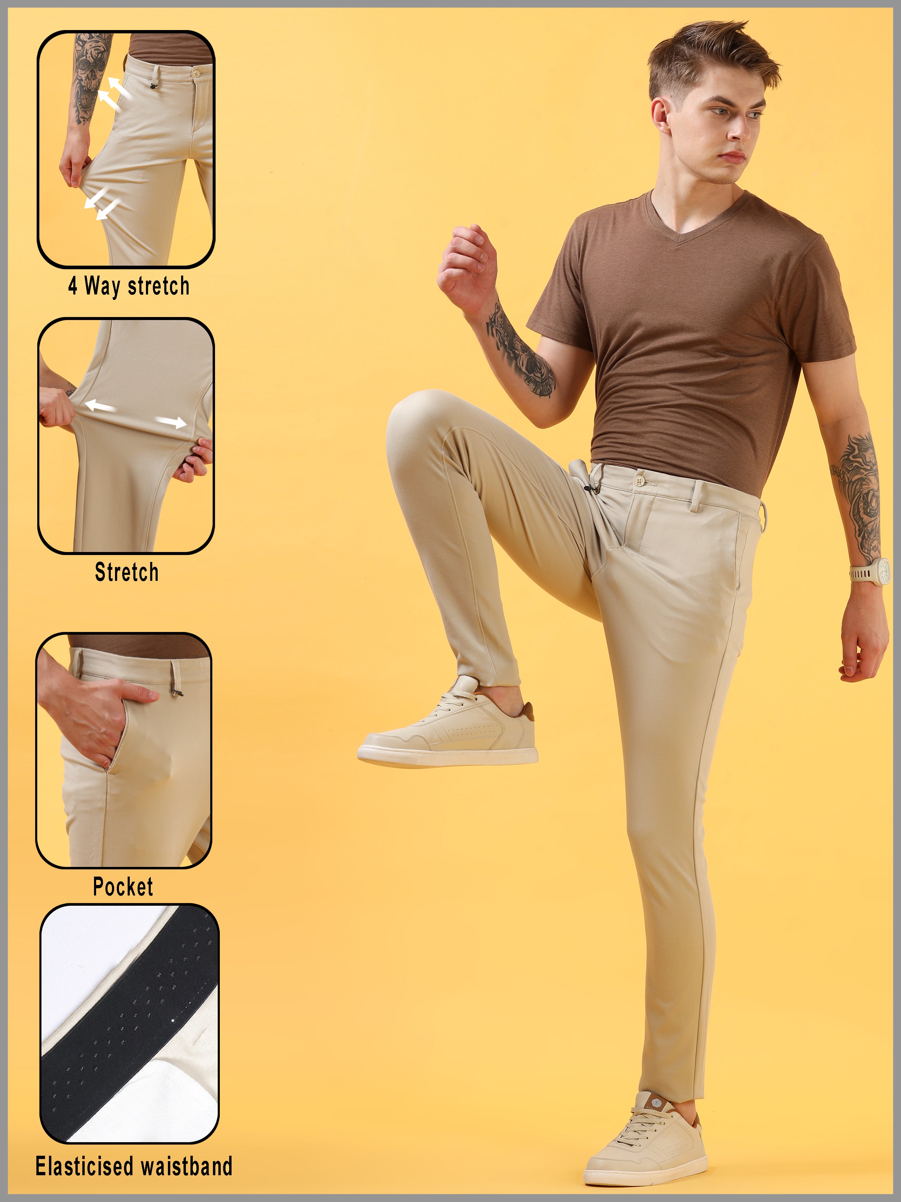 Beige - All Day Trousers