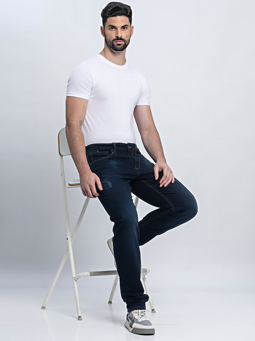 Onyx Odyssey: Blue Slim Fit Denim Jeans