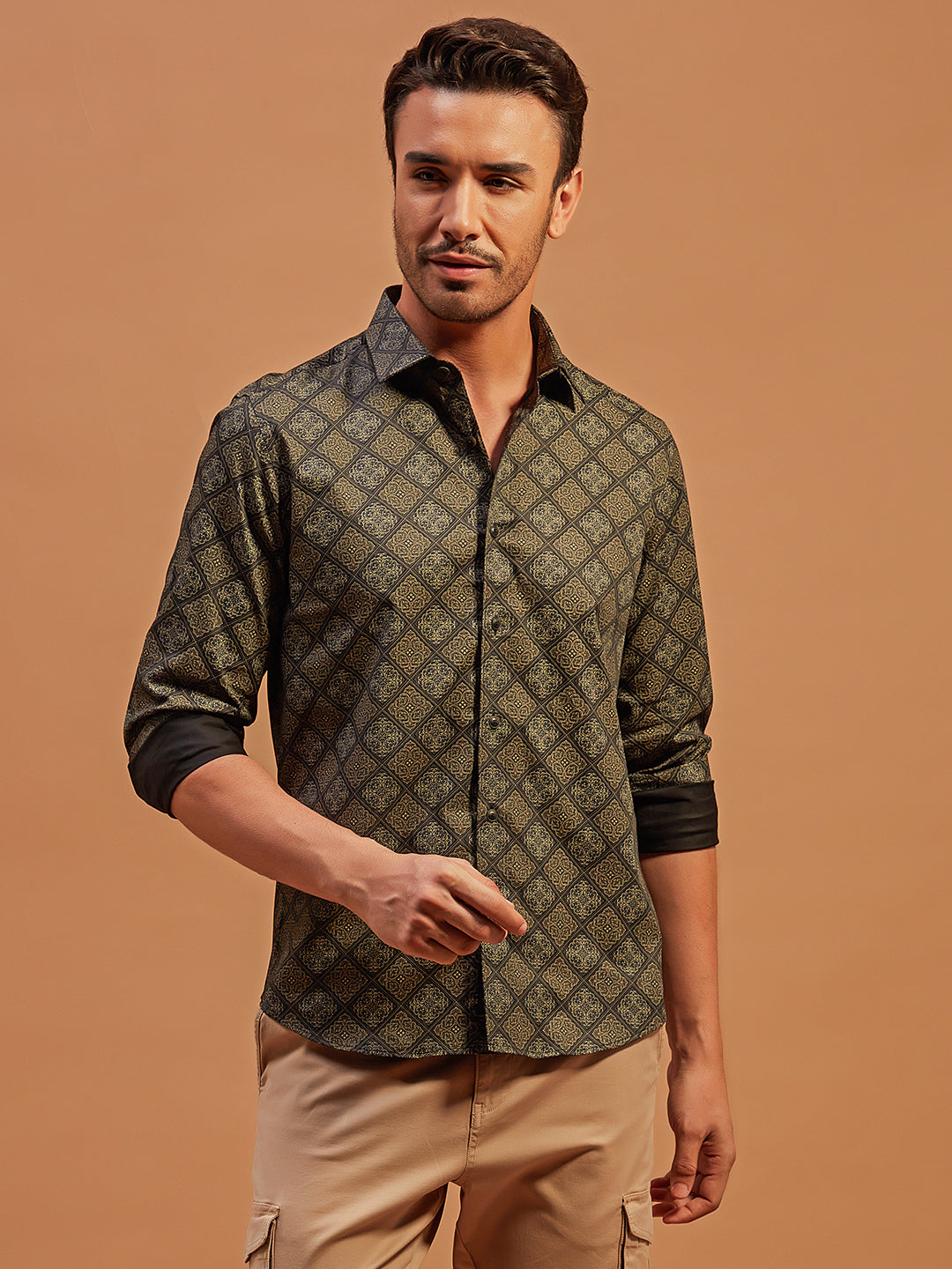 Olive Geometrics - 100% Cotton Partywear