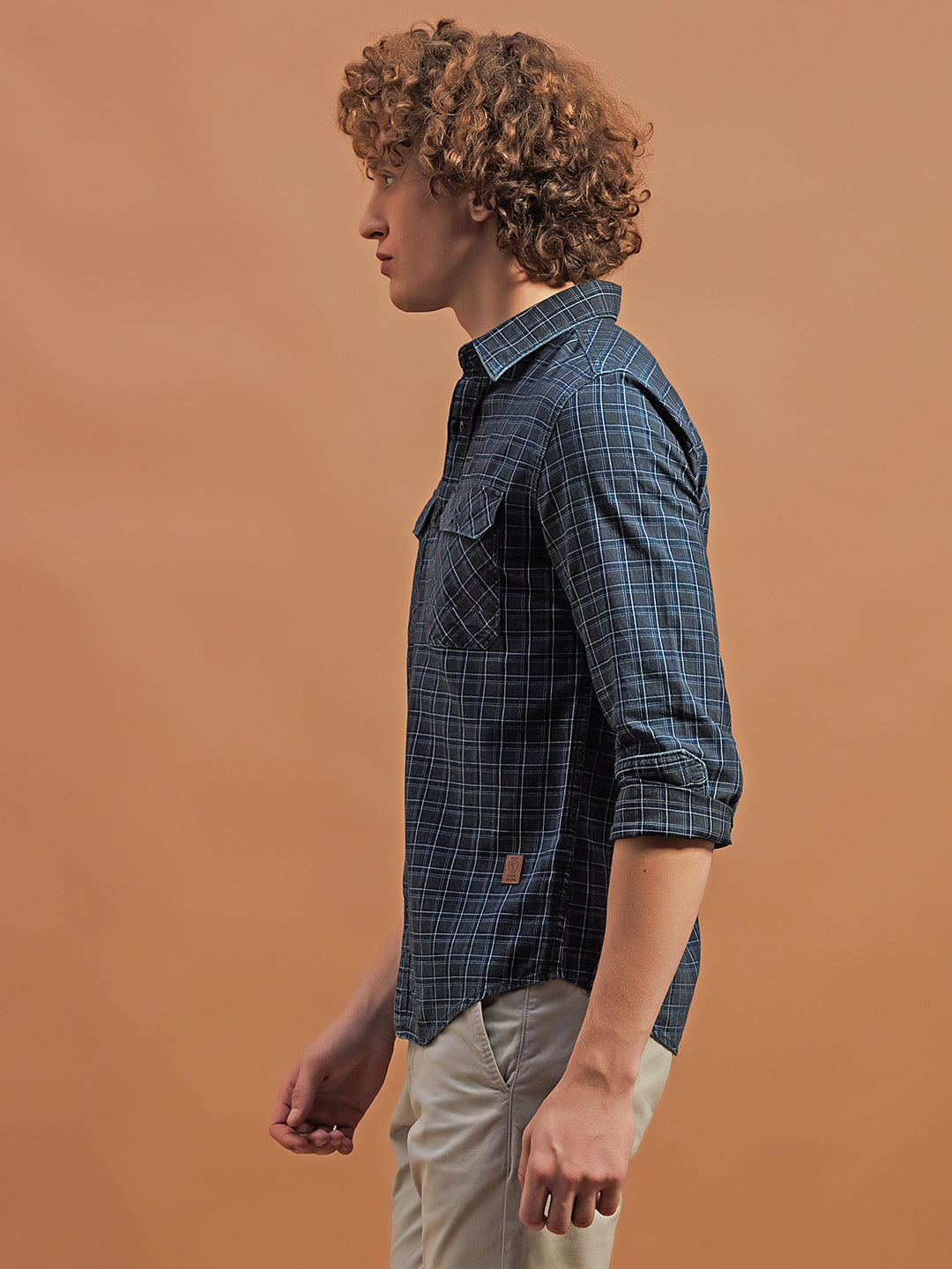 Checked Denim Fusion - 100% Cotton Denimwear Shirt