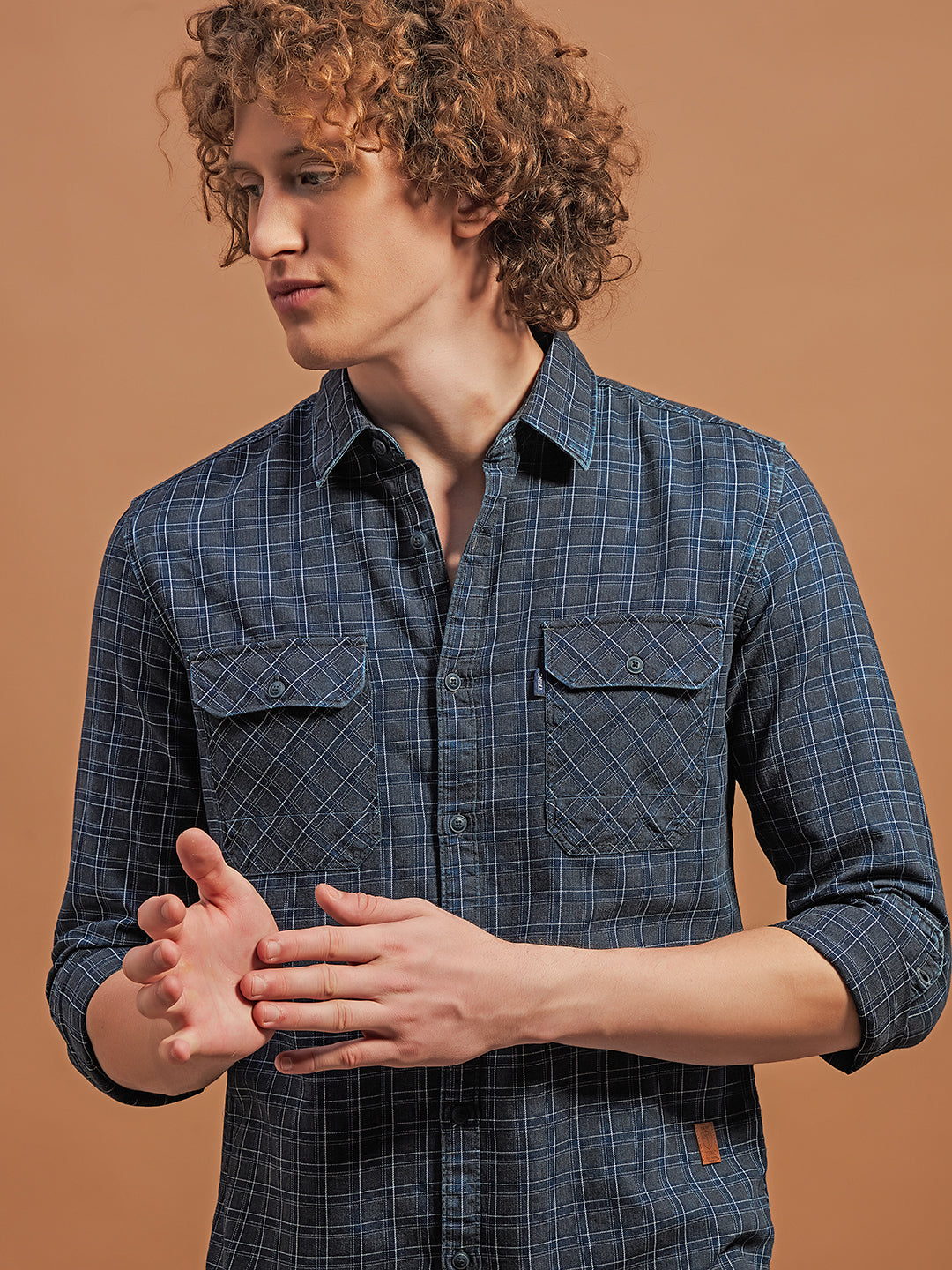 Checked Denim Fusion - 100% Cotton Denimwear Shirt